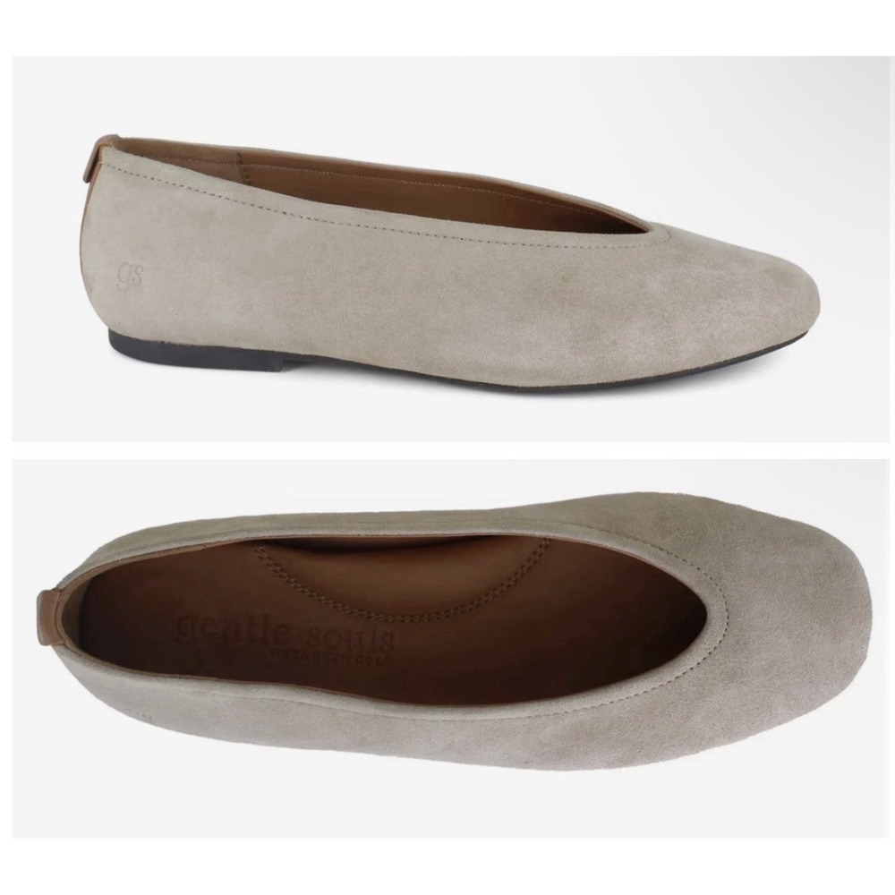 NIB Gentle Souls Kenneth Cole 10 M Vero Mushroom Suede Ballet Flats $159 Taupe